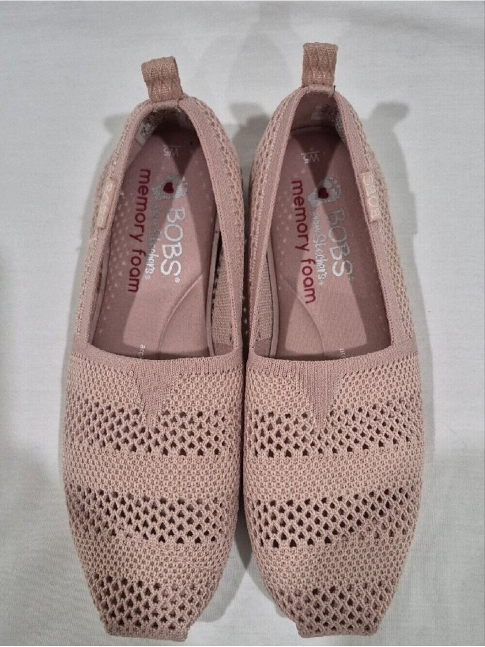 BOBS from Skechers Blush Pink Mesh Knit Slip-On Flats Loafers Women's Size W5 - Picture 3 of 11